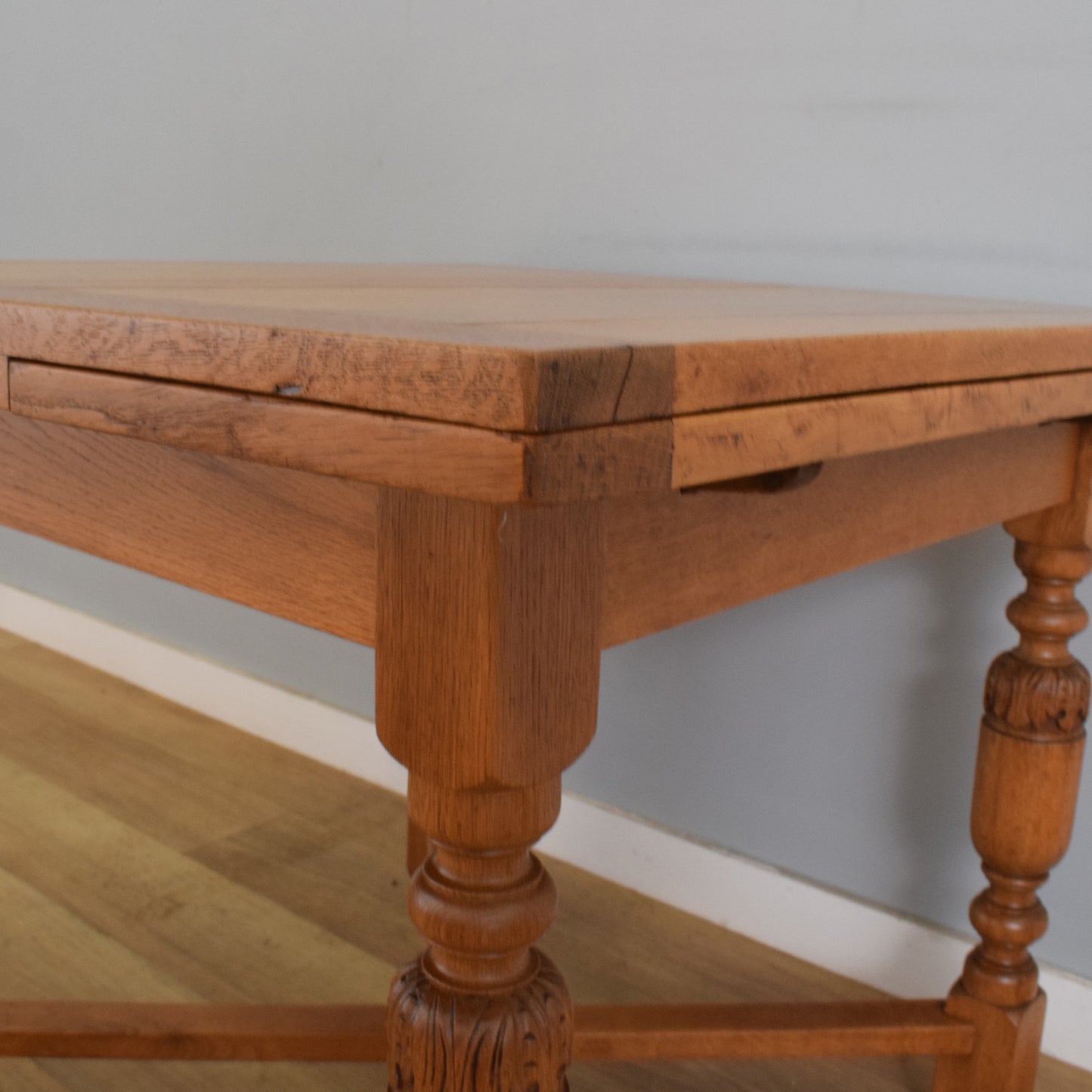 Oak Draw-Leaf Table and Four Chairs