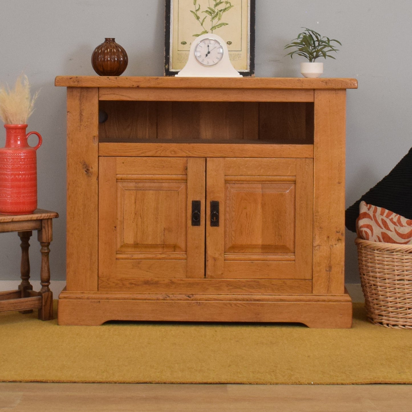 Large Solid Oak TV Cabinet