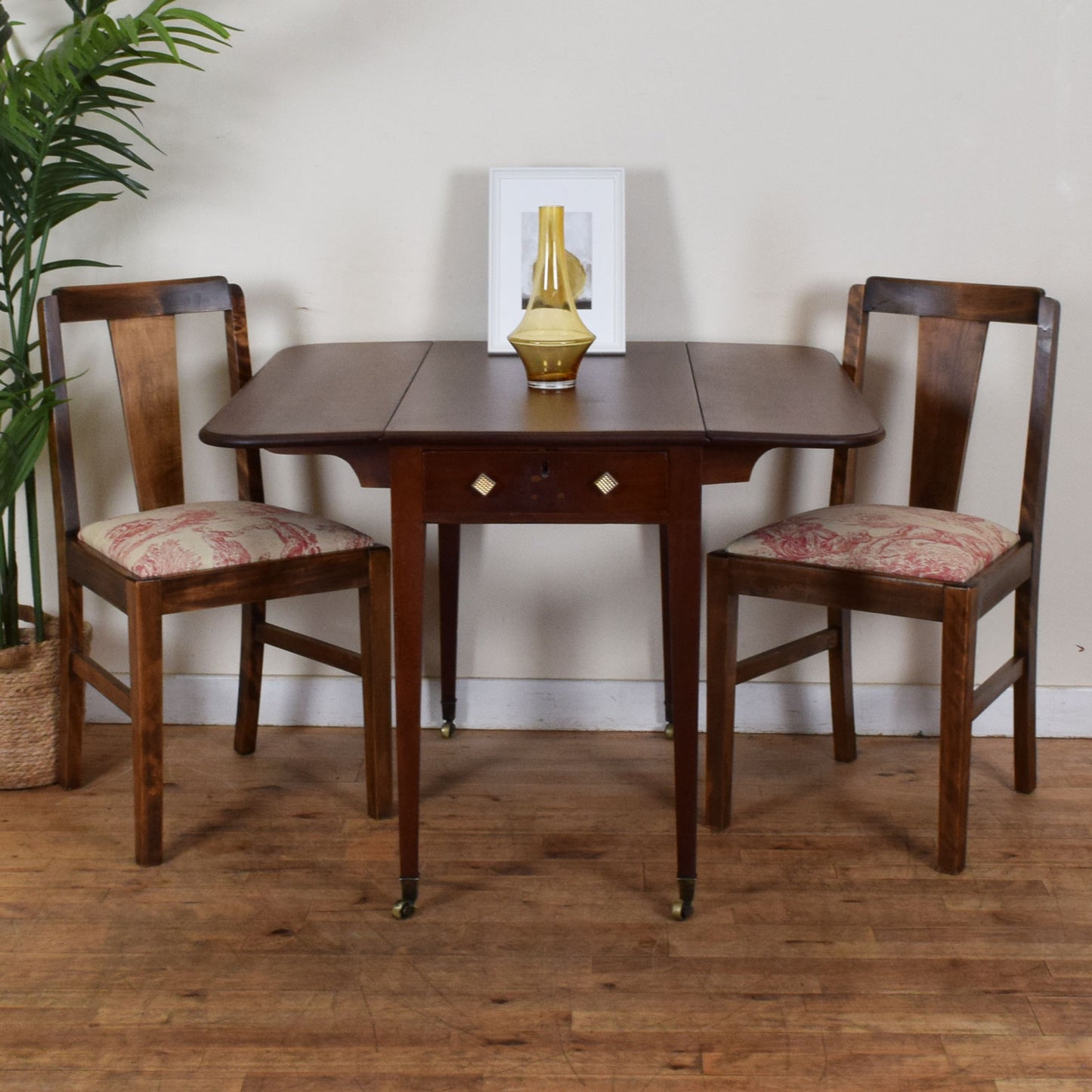 Mahogany Drop Leaf Table and Two