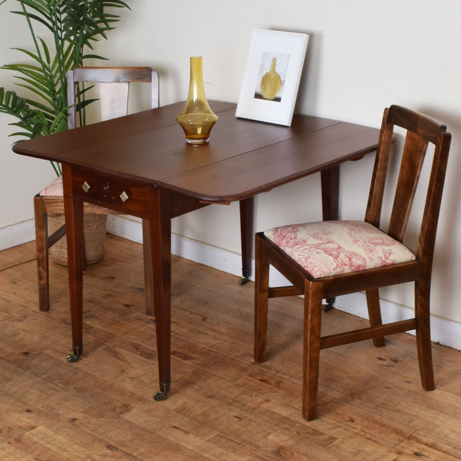 Mahogany Drop Leaf Table and Two1