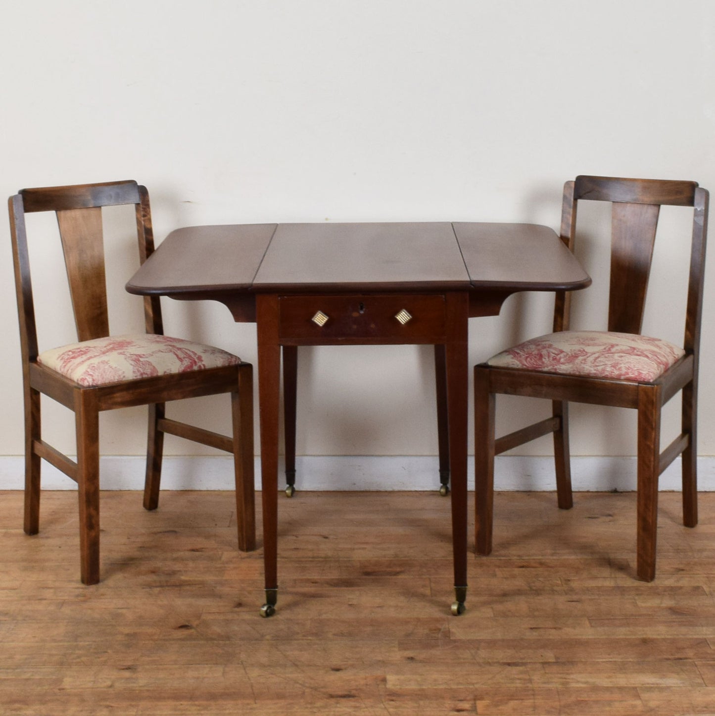 Mahogany Drop Leaf Table and Two