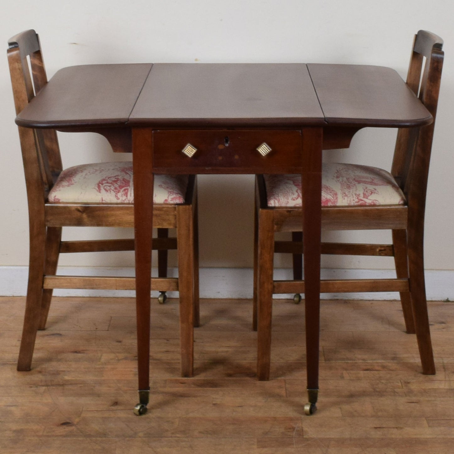 Mahogany Drop Leaf Table and Two