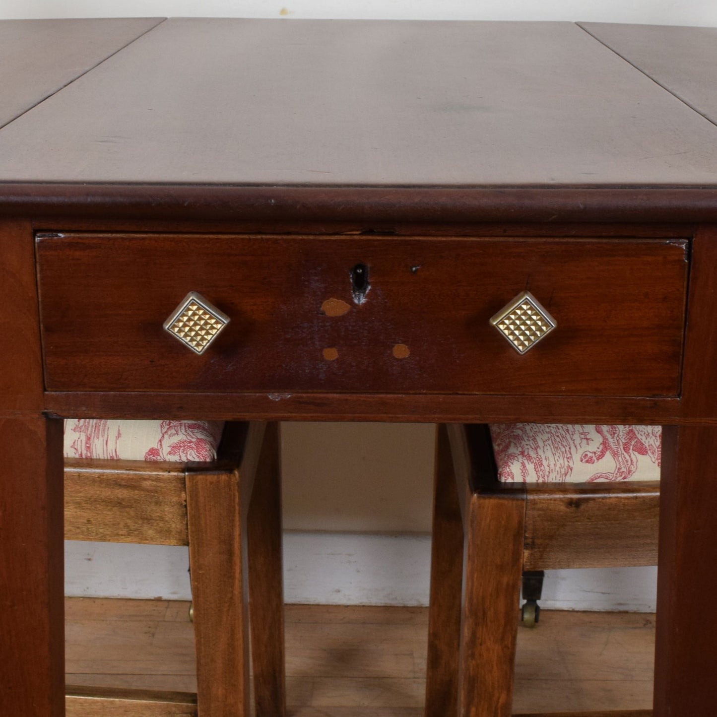 Mahogany Drop Leaf Table and Two