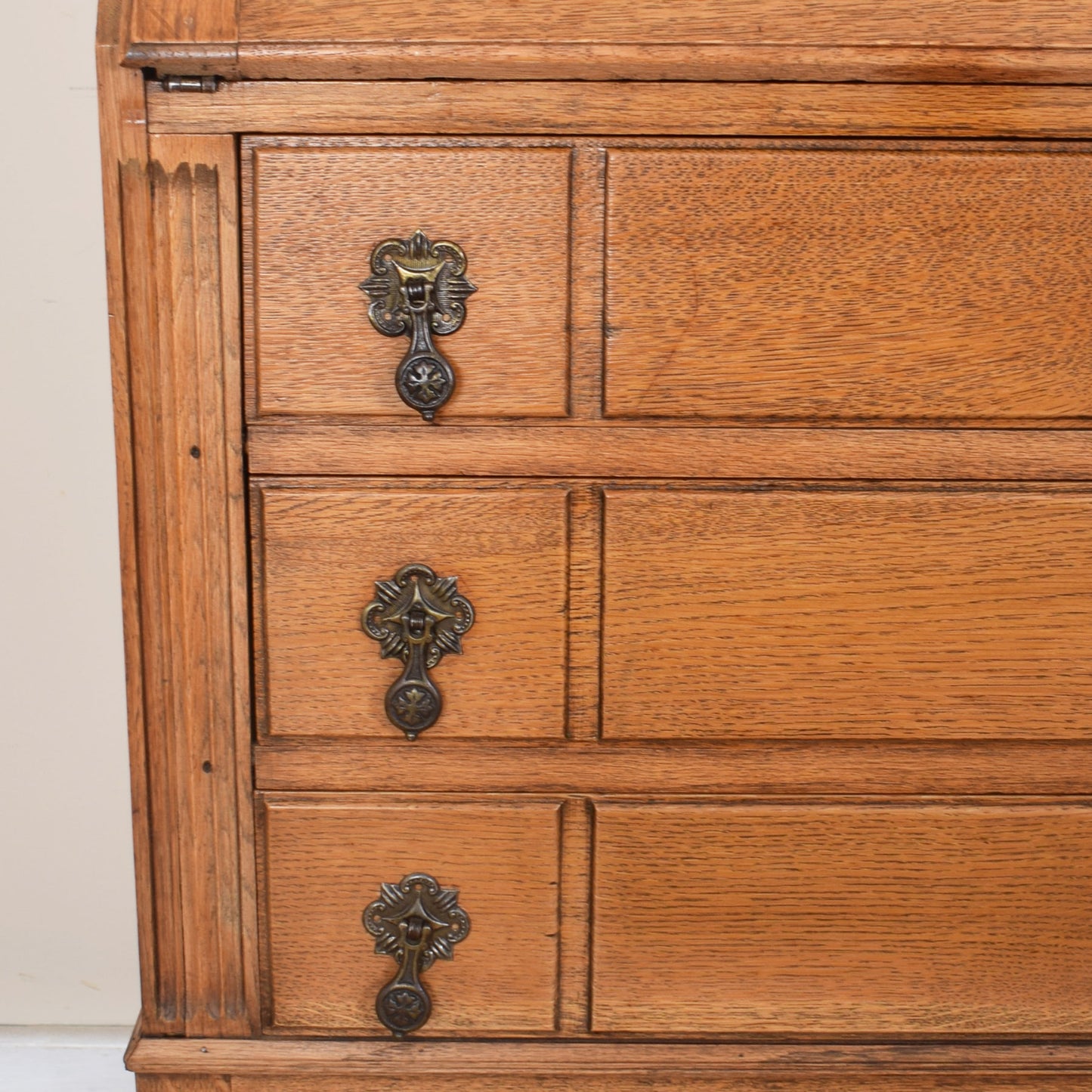 Ornate Carved Oak Bureau