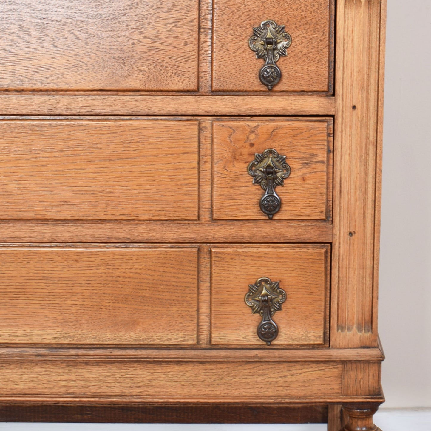Ornate Carved Oak Bureau