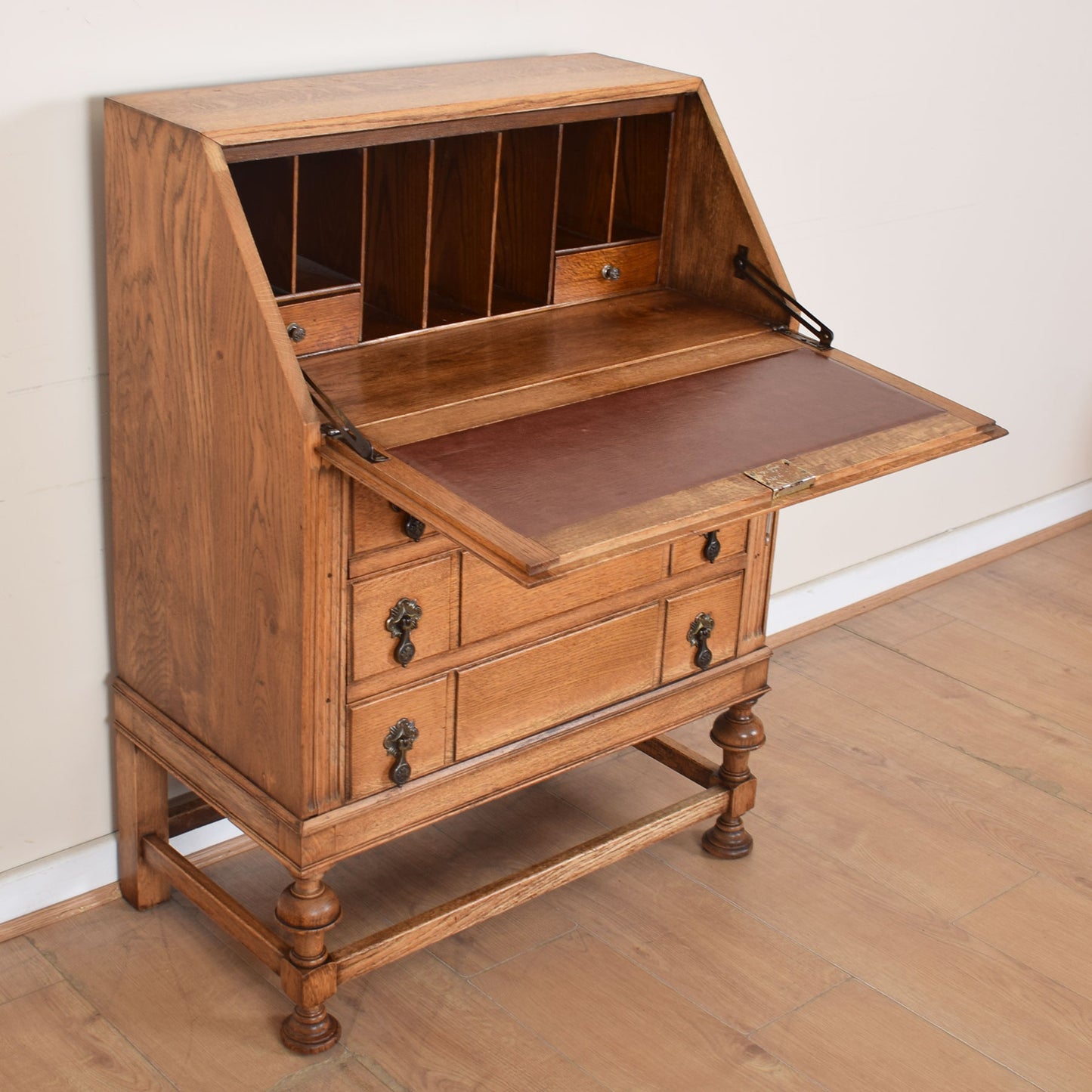 Ornate Carved Oak Bureau