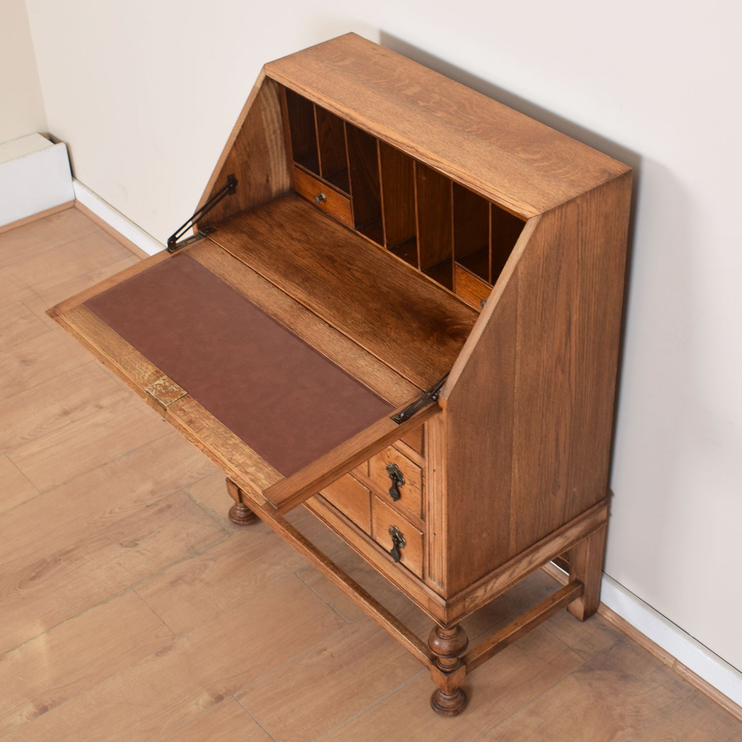 Ornate Carved Oak Bureau