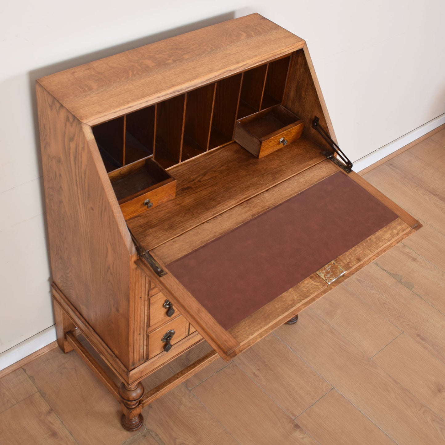 Ornate Carved Oak Bureau