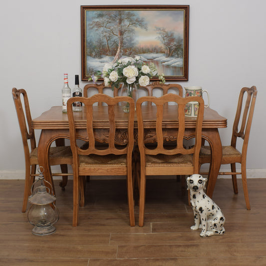 Restored French Dining Table and Six Chairs