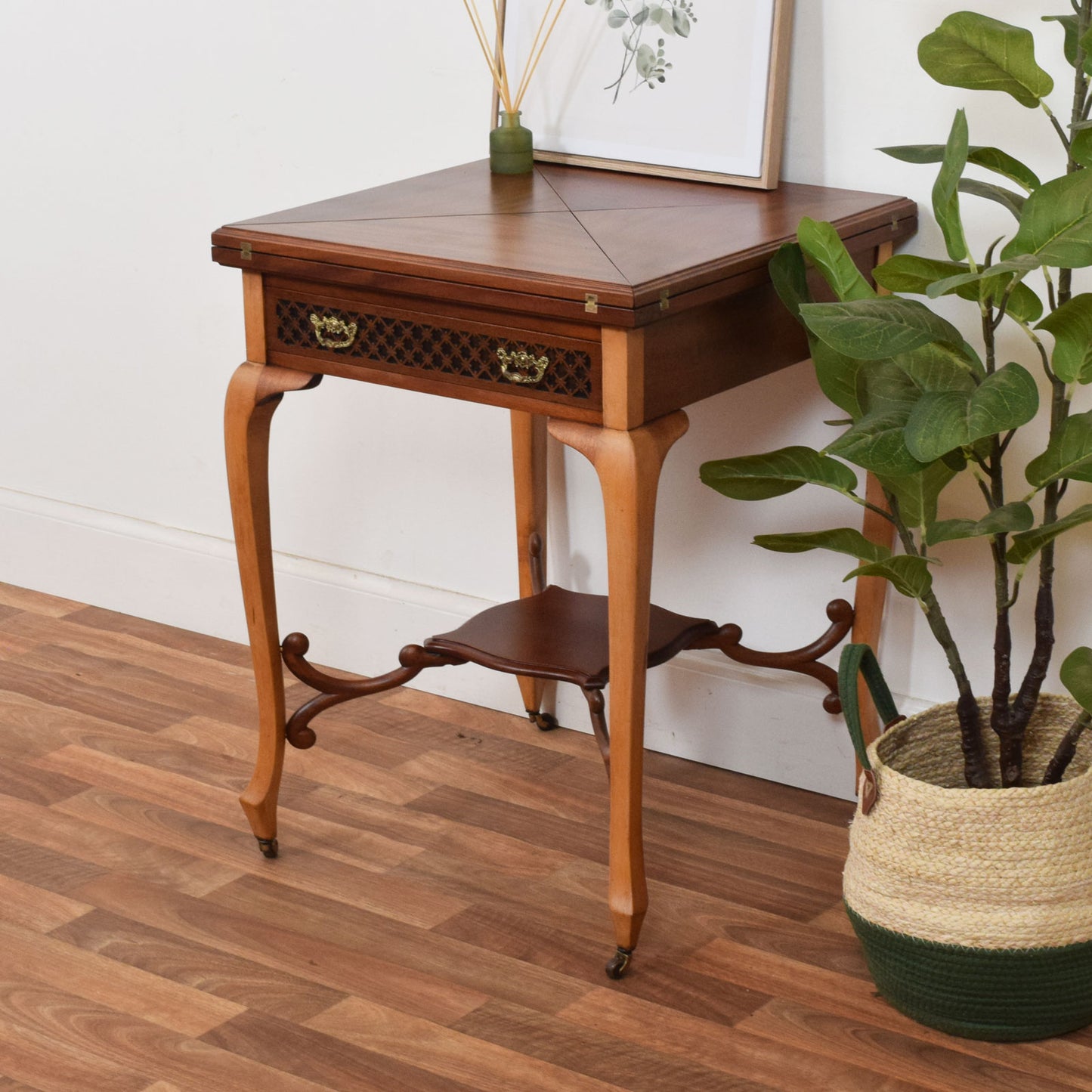 Mahogany Fold-Out Bridge Table