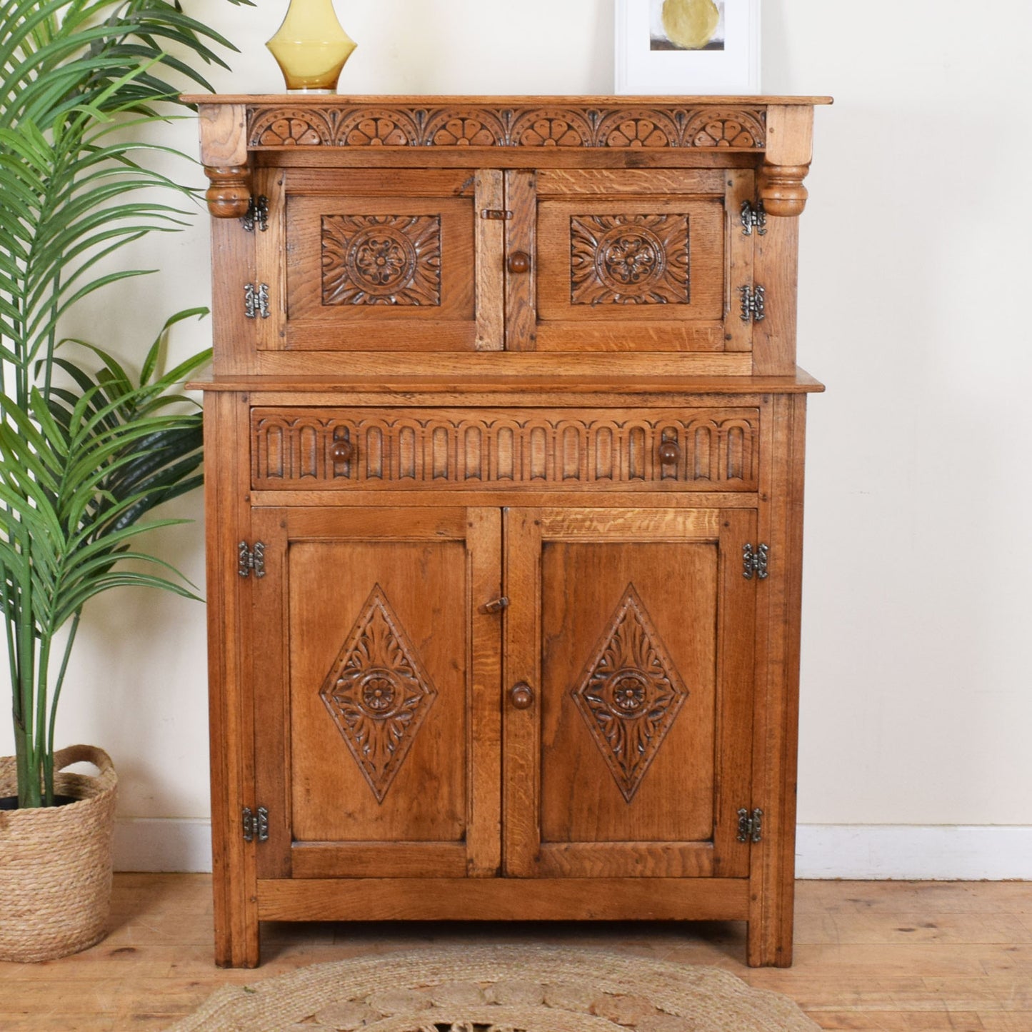 Carved Oak Court Cabinet