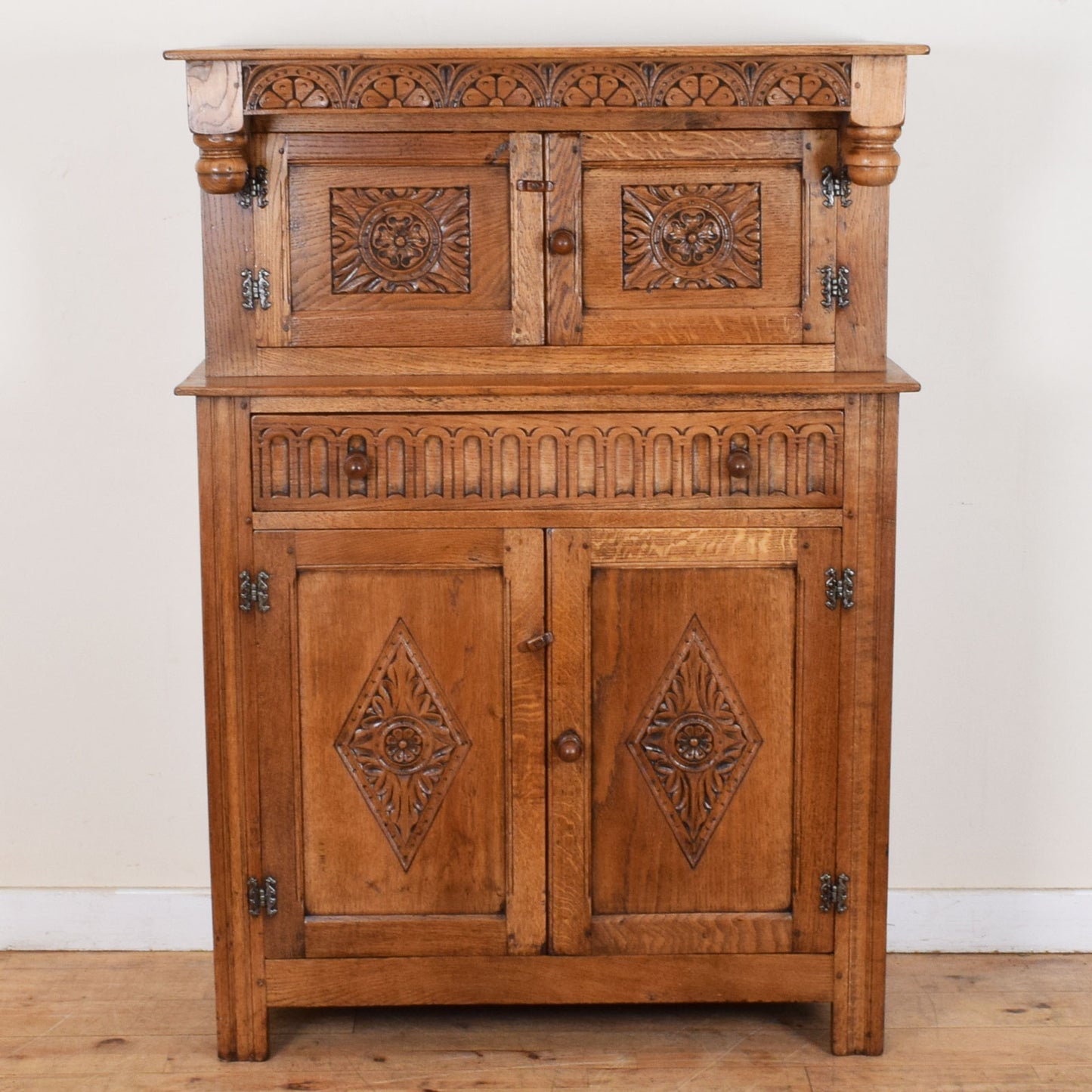 Carved Oak Court Cabinet