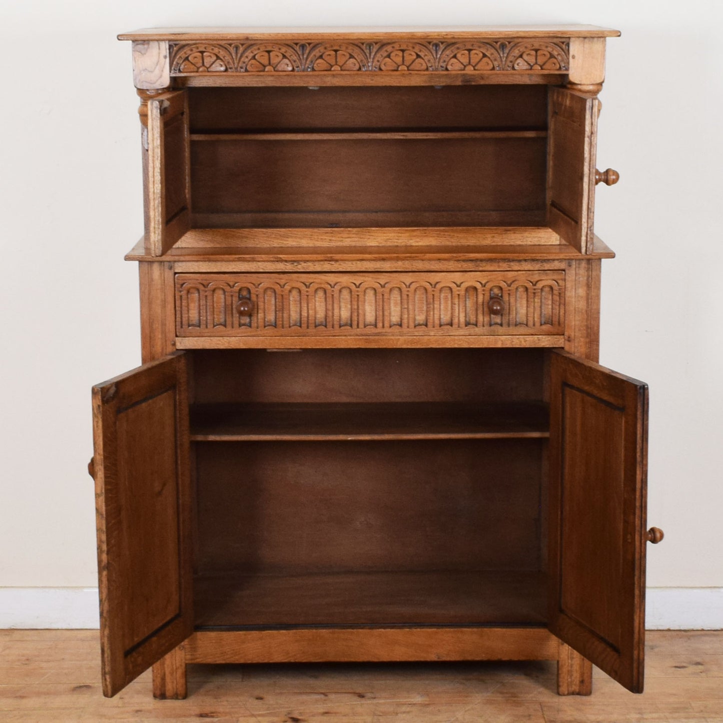 Carved Oak Court Cabinet