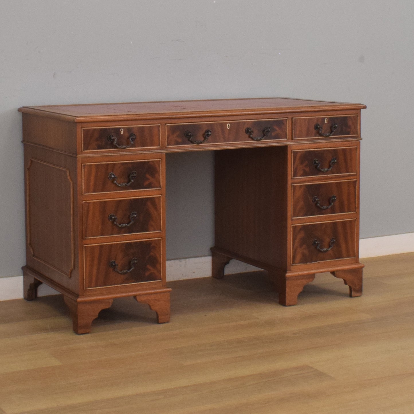 Leather-Top Pedestal Desk
