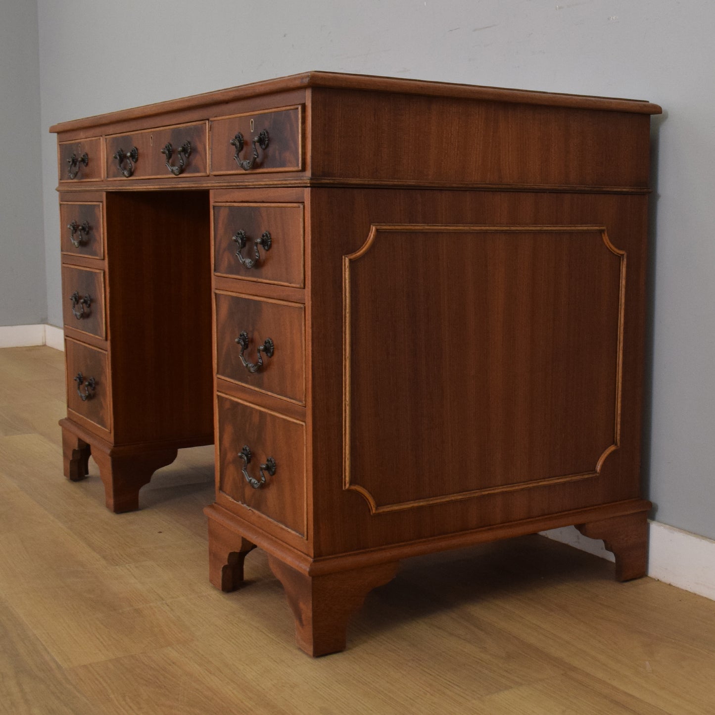 Leather-Top Pedestal Desk