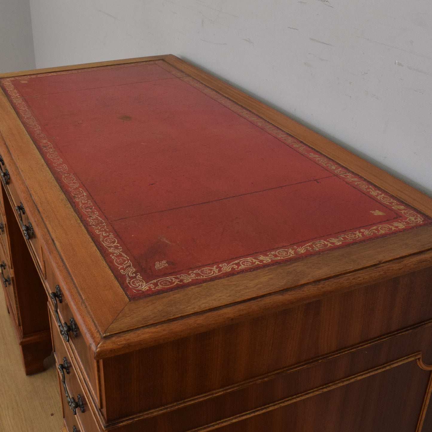 Leather-Top Pedestal Desk