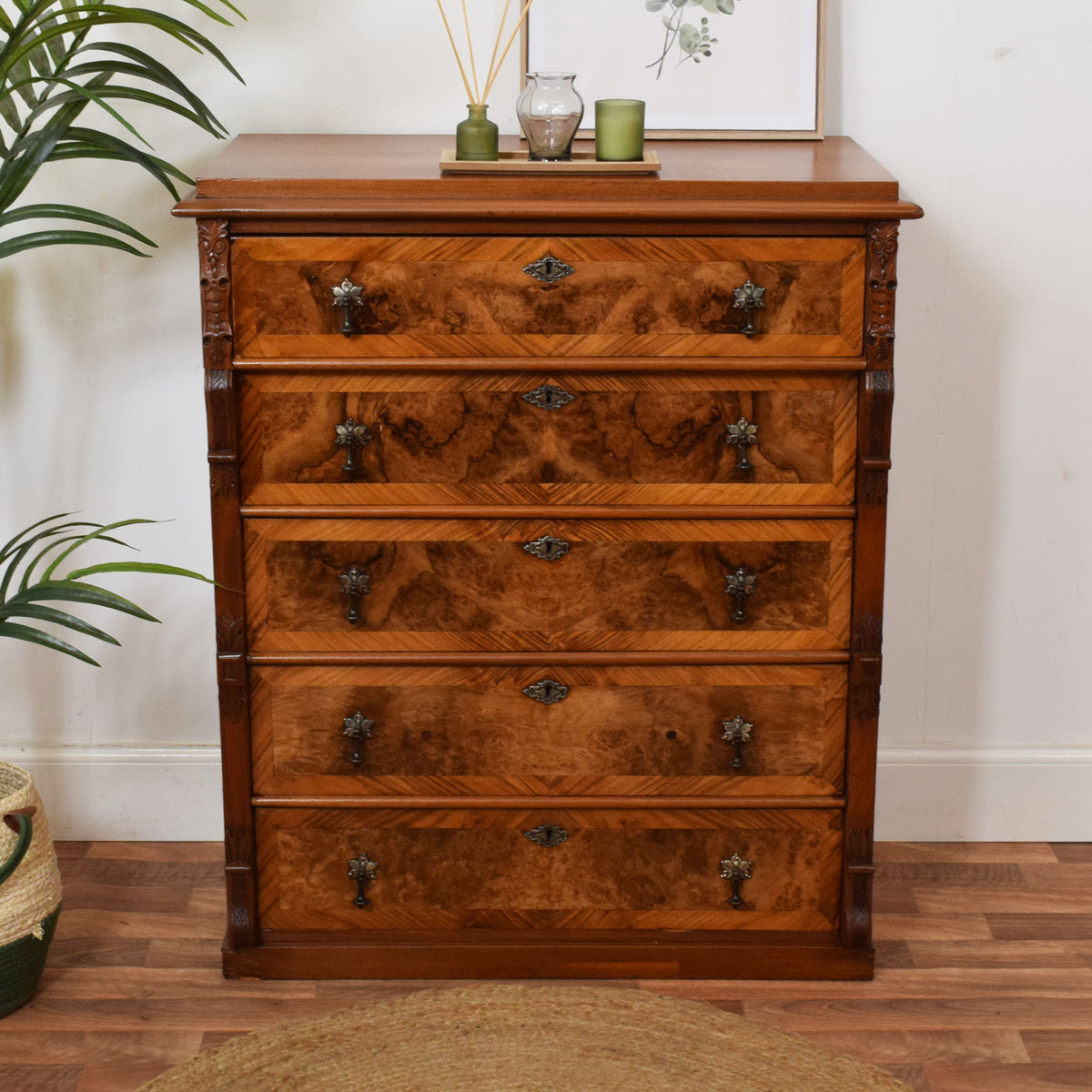 Carved Walnut Chest of Drawers