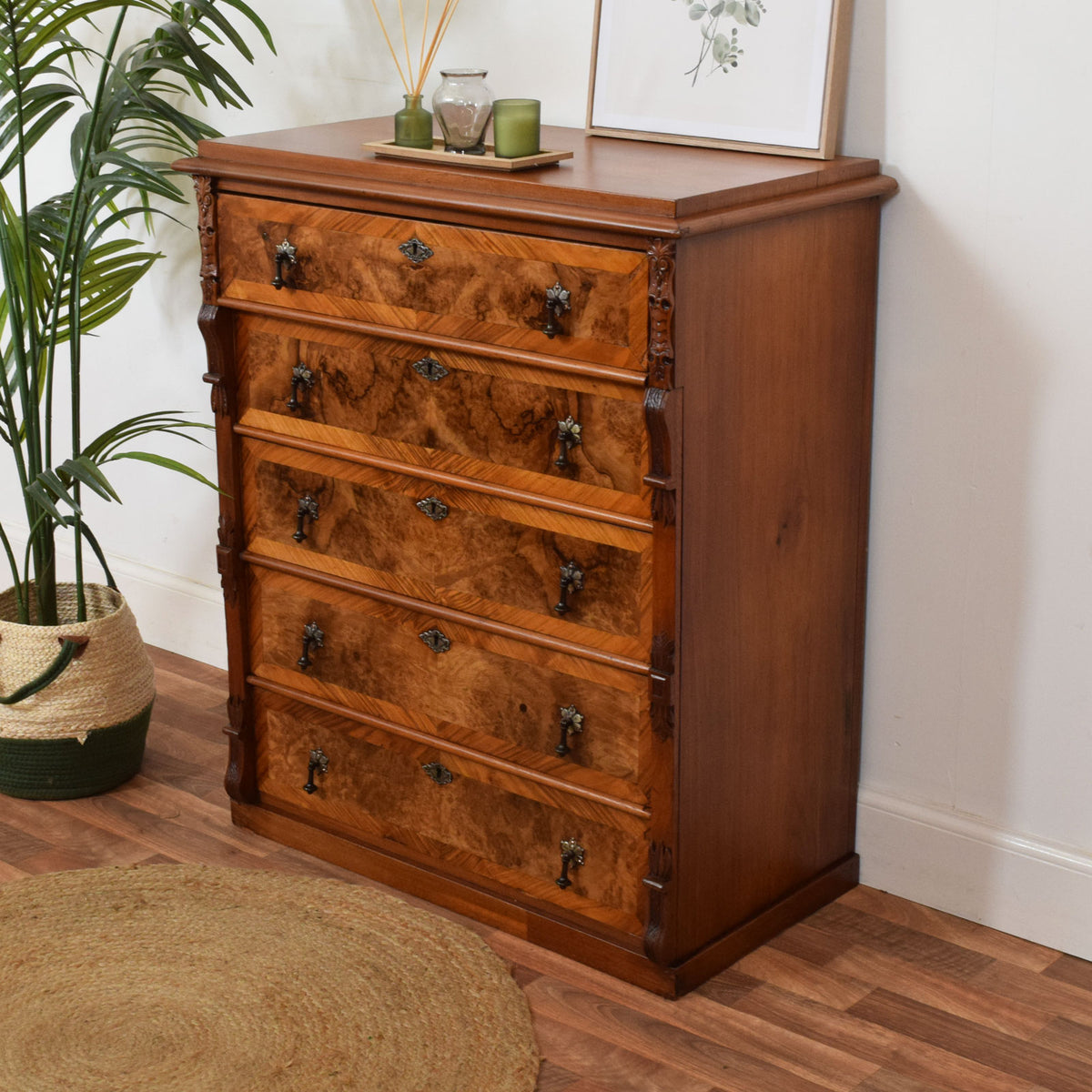 Carved Walnut Chest of Drawers
