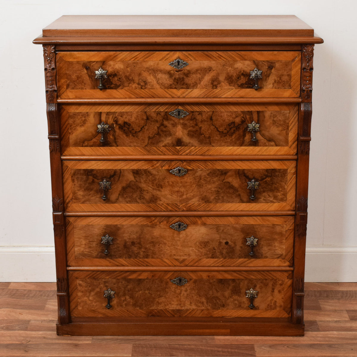 Carved Walnut Chest of Drawers
