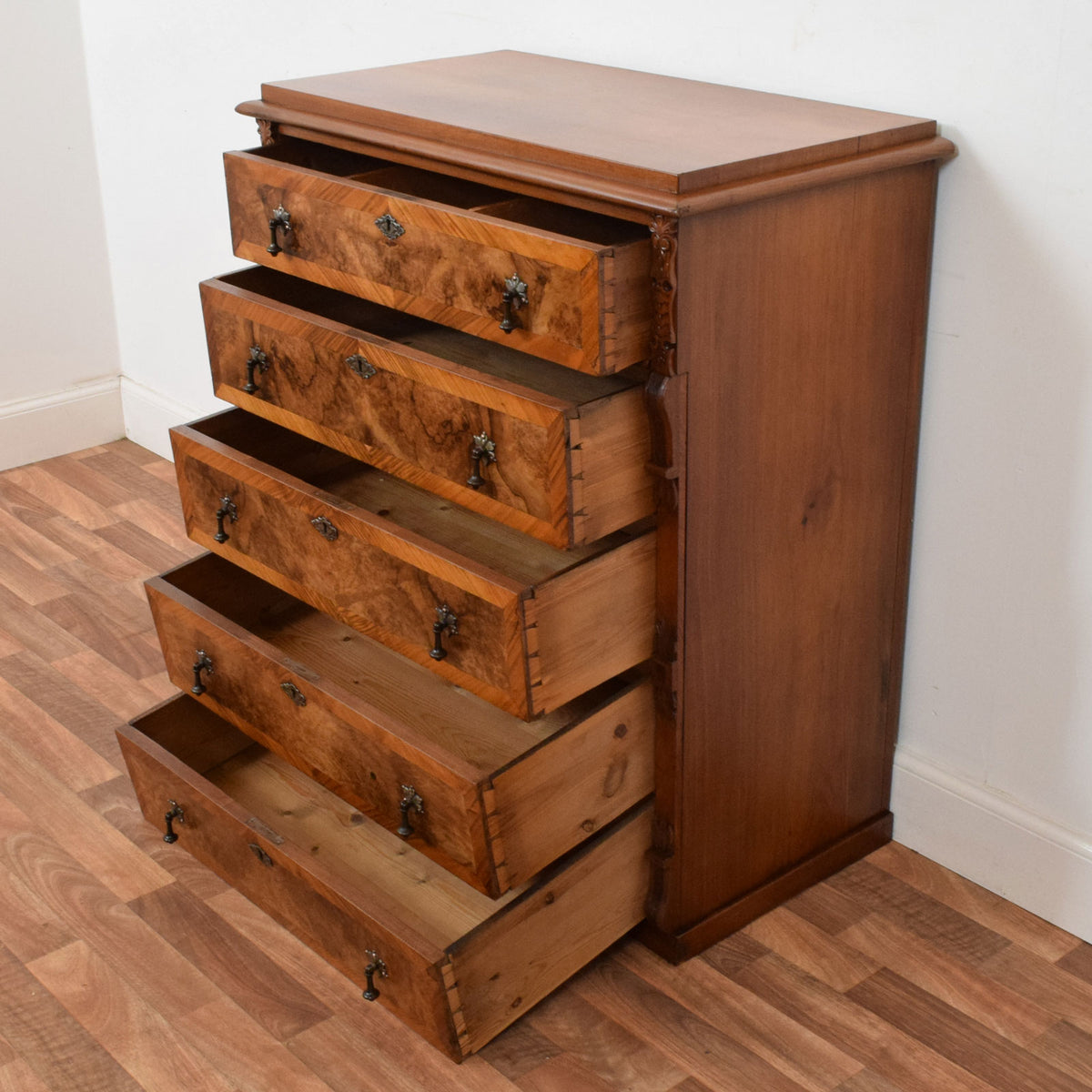 Carved Walnut Chest of Drawers