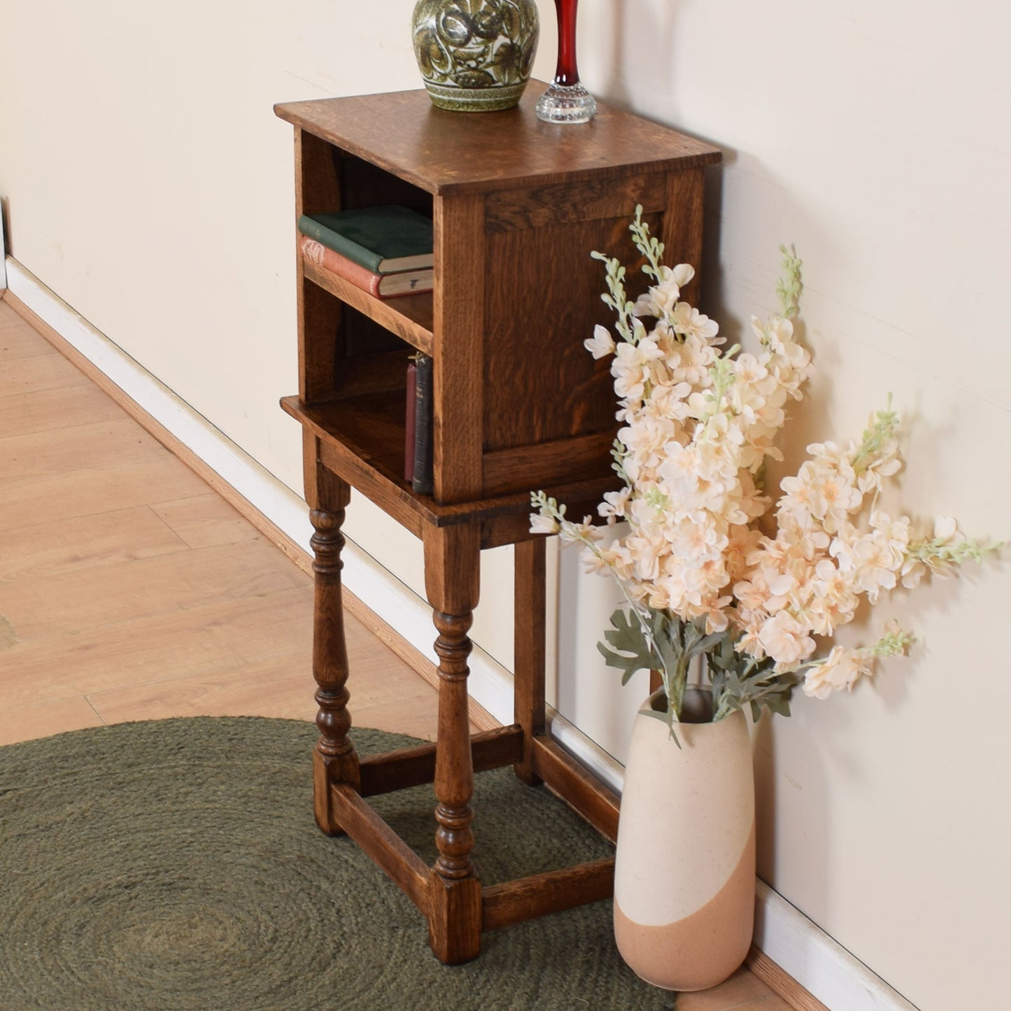 Tall Oak Bedside Cabinet.