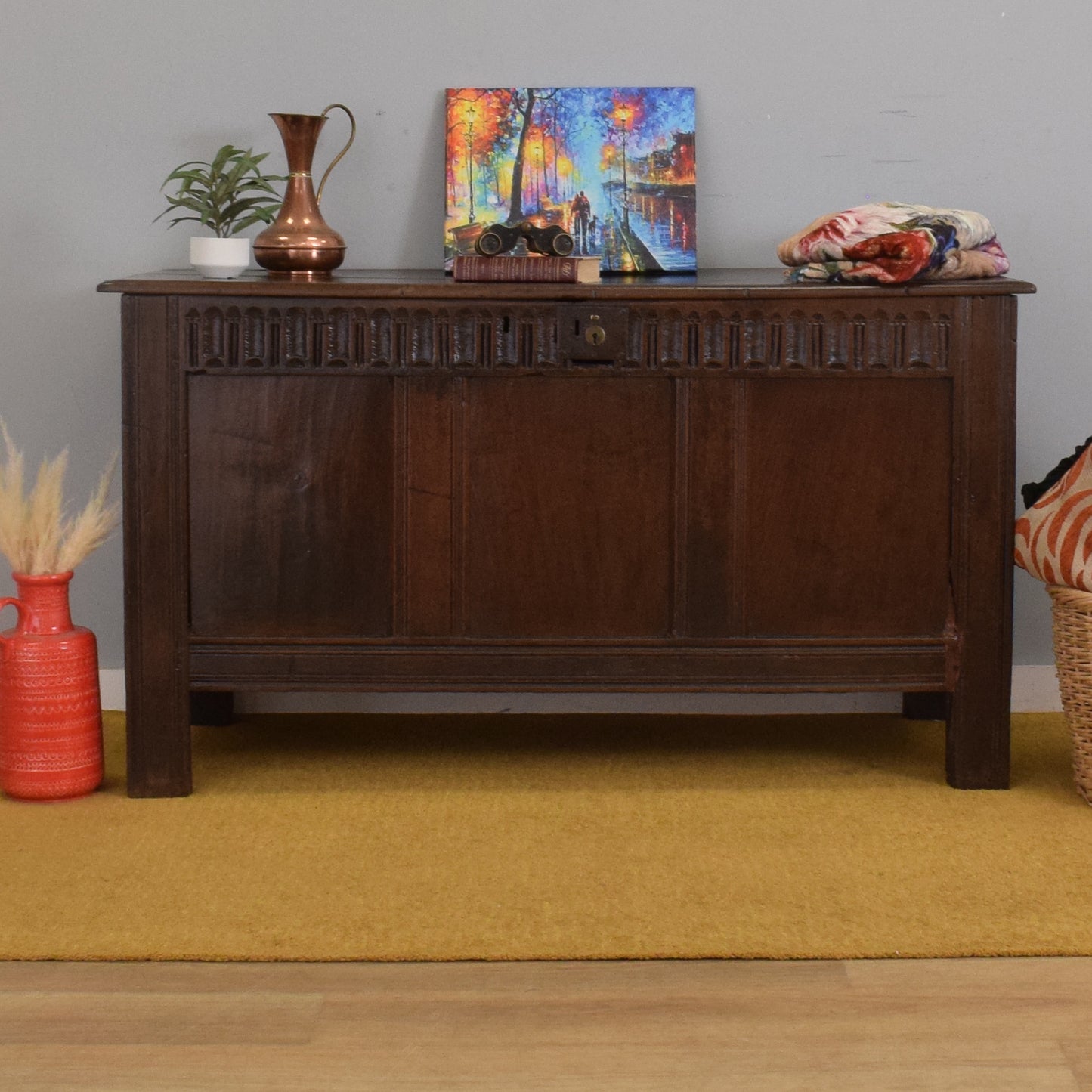 Solid Oak Antique Coffer