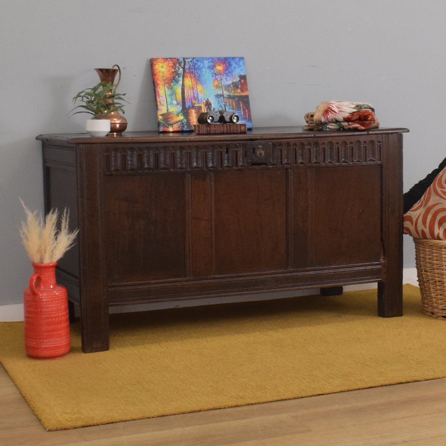 Solid Oak Antique Coffer