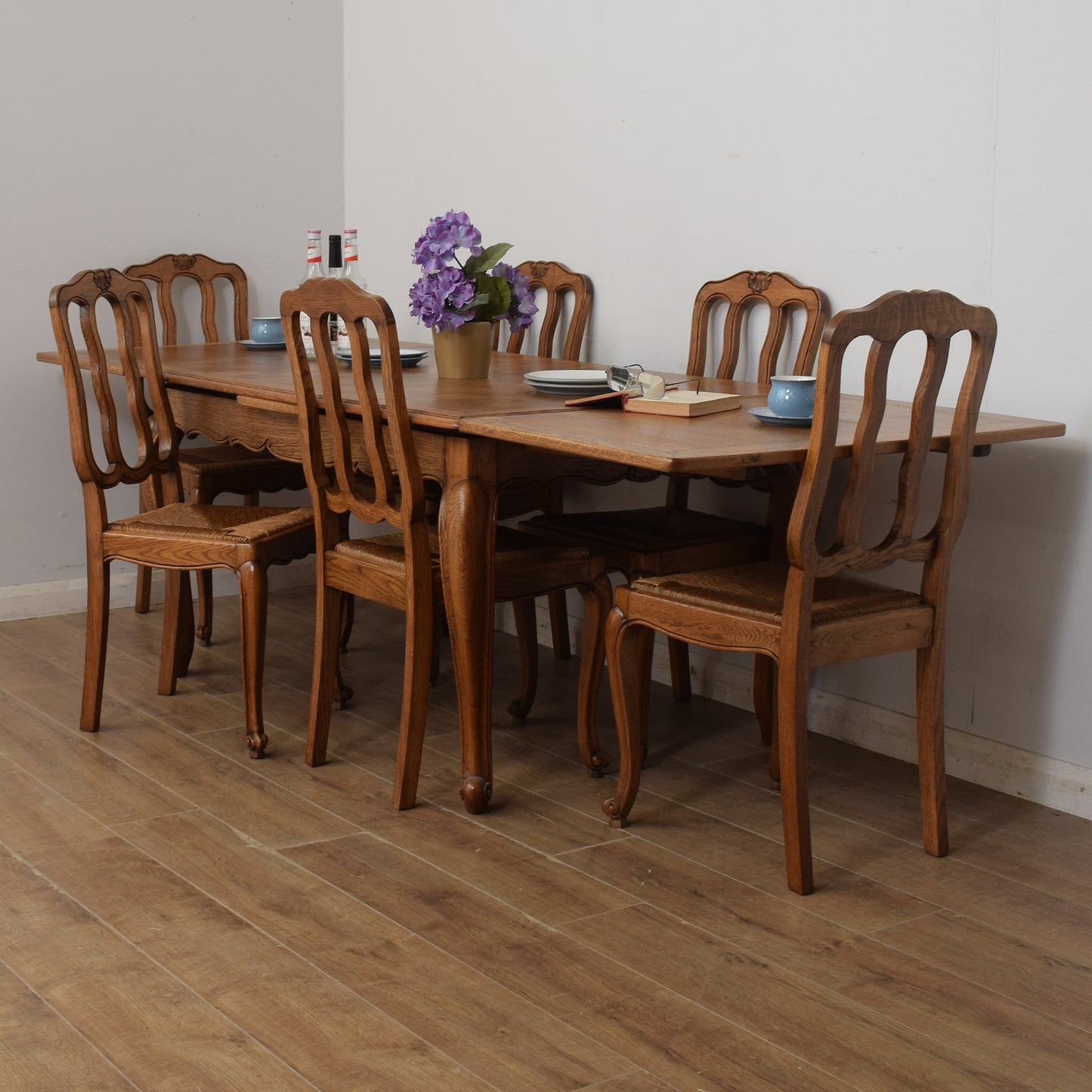 Extendable French Dining Table & Six Chairs