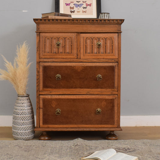 Refinished Oak and Walnut Chest of Drawers