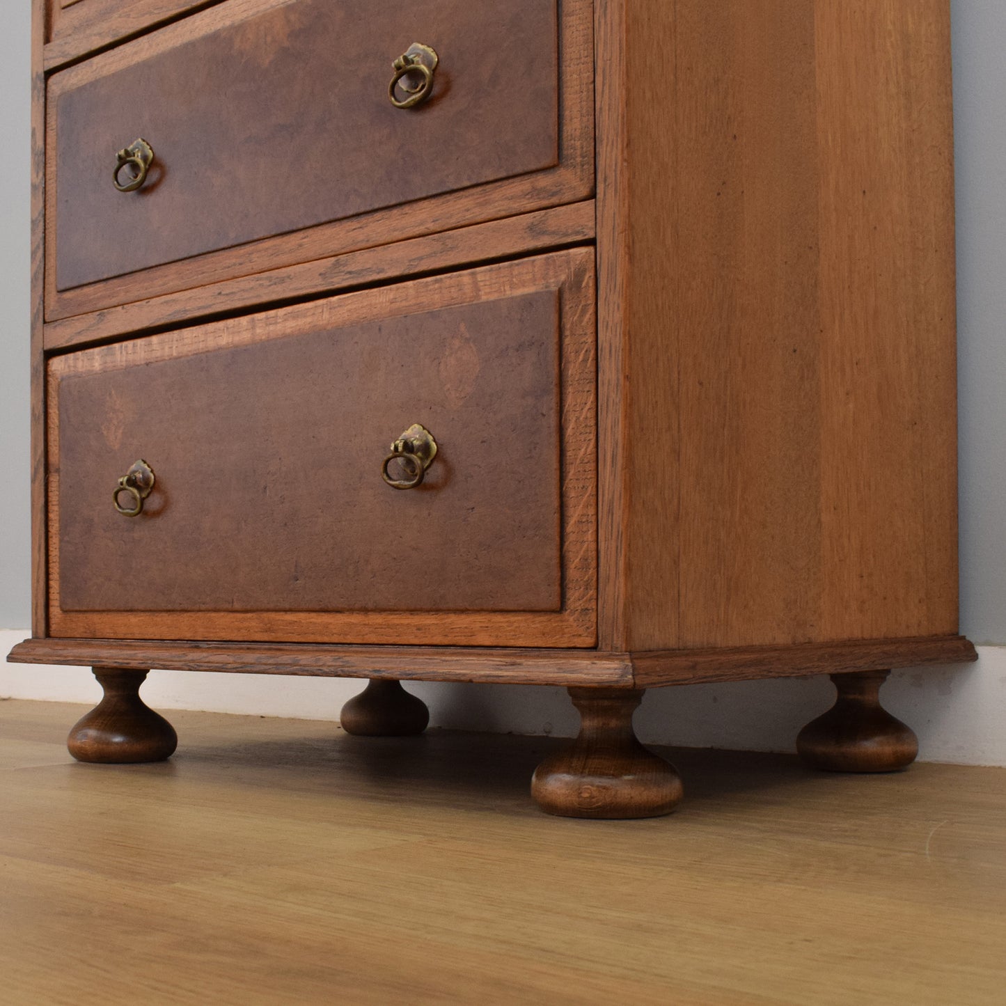 Refinished Oak and Walnut Chest of Drawers