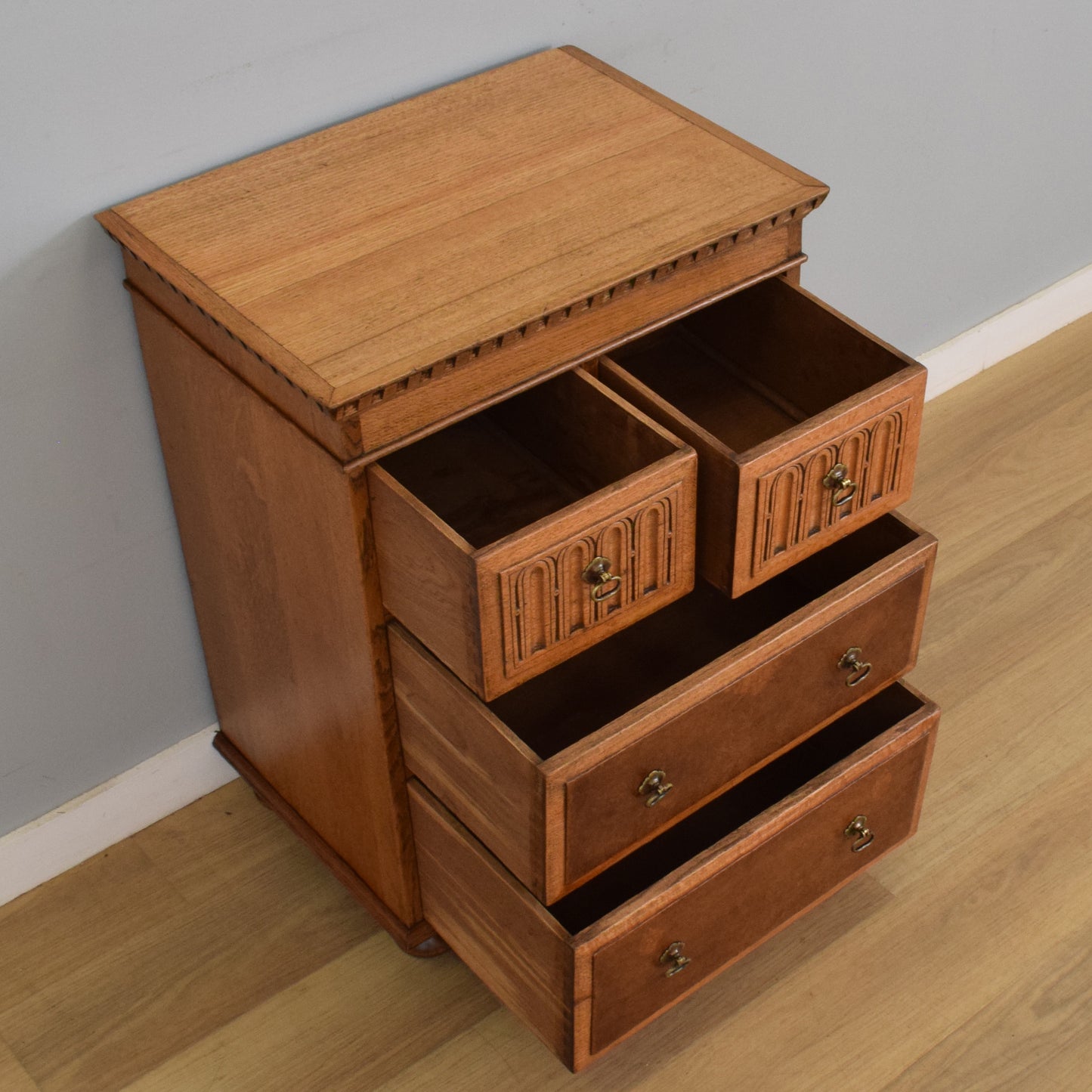 Refinished Oak and Walnut Chest of Drawers