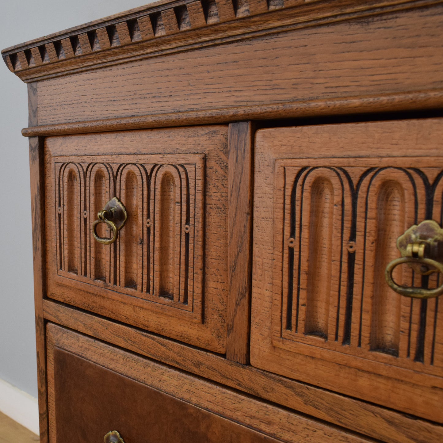 Refinished Oak and Walnut Chest of Drawers