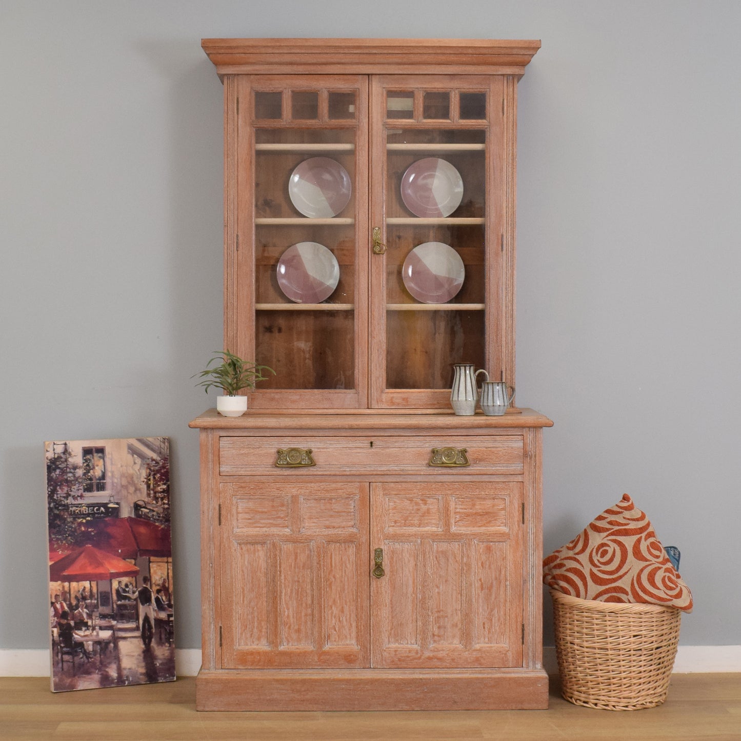 Lime Washed Oak Display Dresser