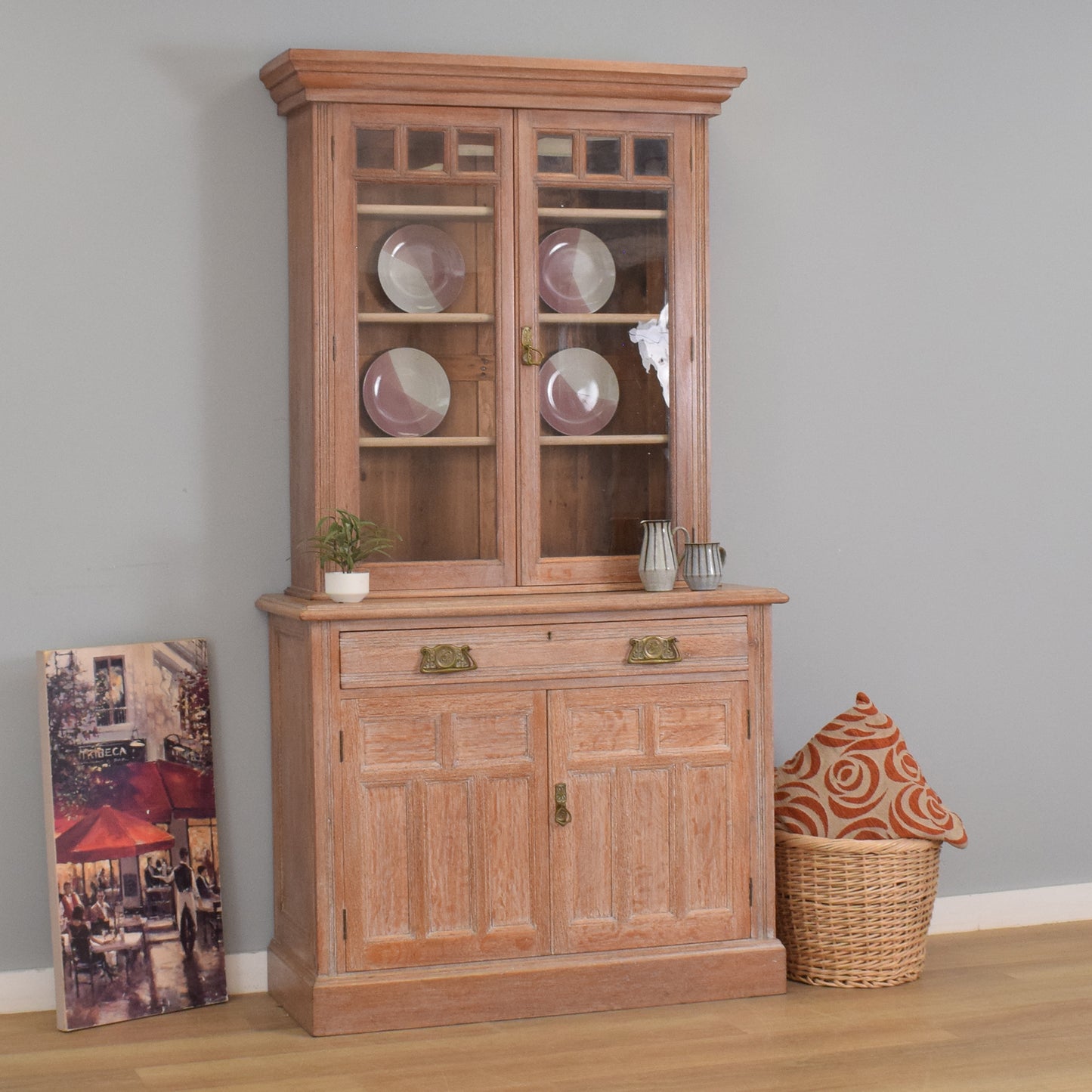 Lime Washed Oak Display Dresser
