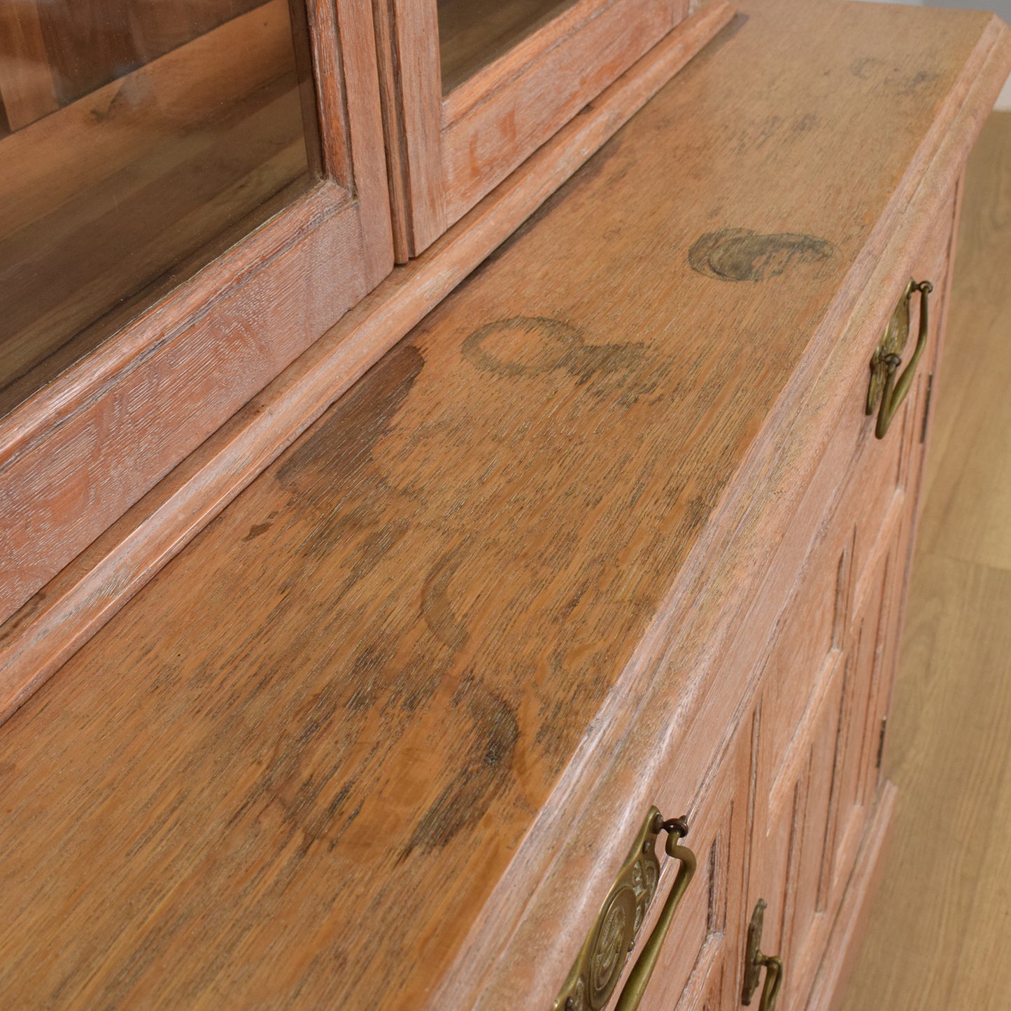 Lime Washed Oak Display Dresser