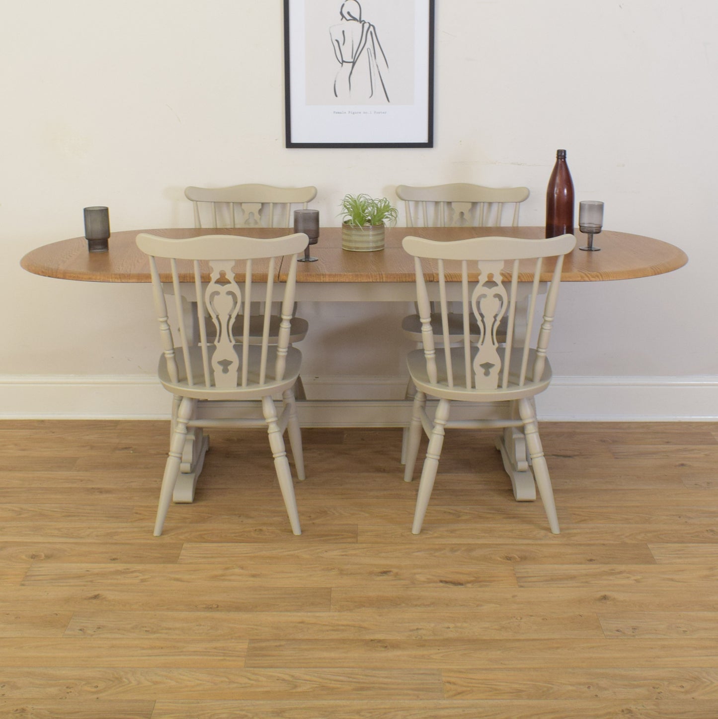 Painted Extendable Table And Four Chairs