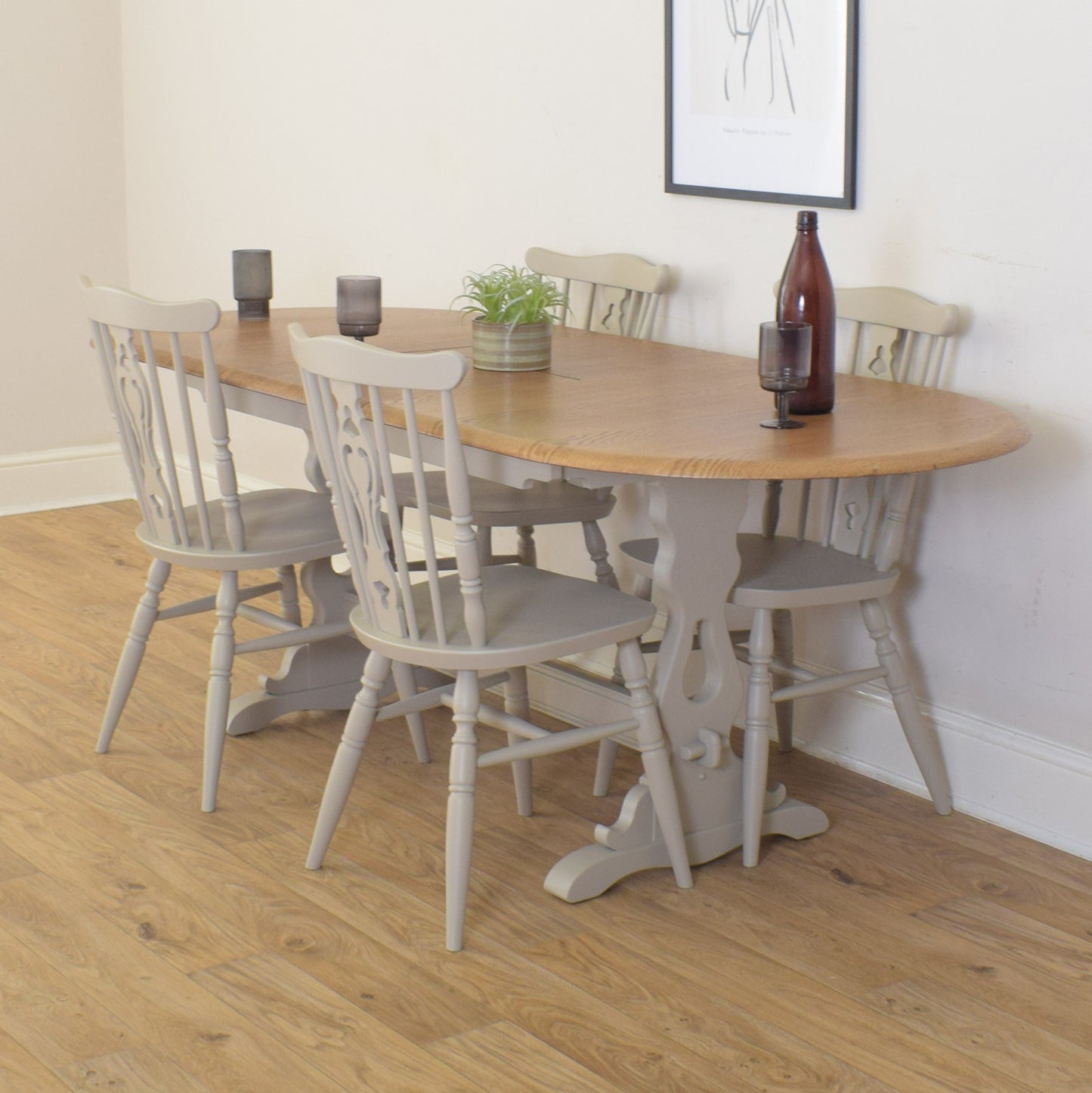 Painted Extendable Table And Four Chairs