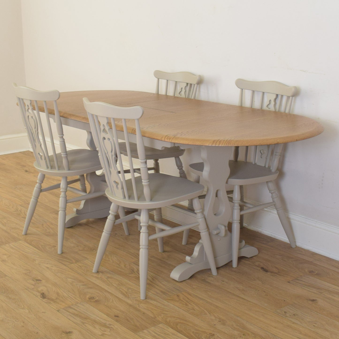 Painted Extendable Table And Four Chairs