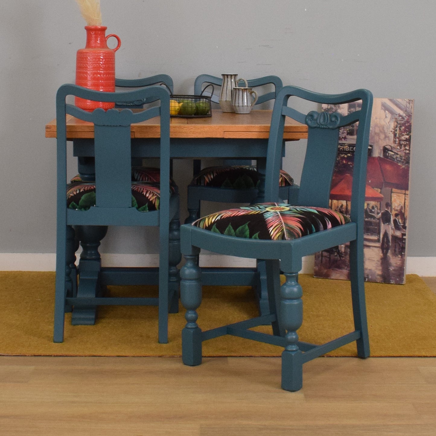 Painted Table and Four Chairs