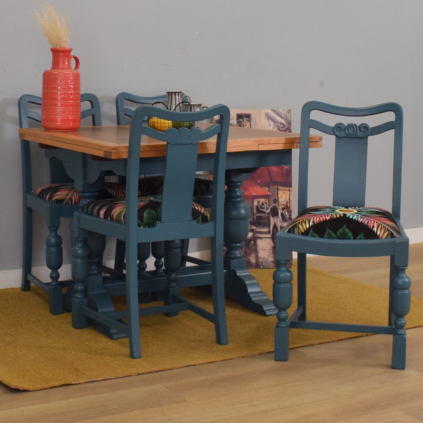 Painted Table and Four Chairs