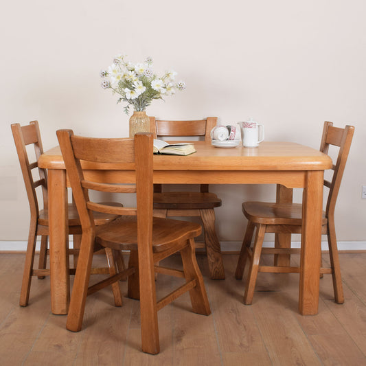 Dutch Oak Dining Table with Four Chairs