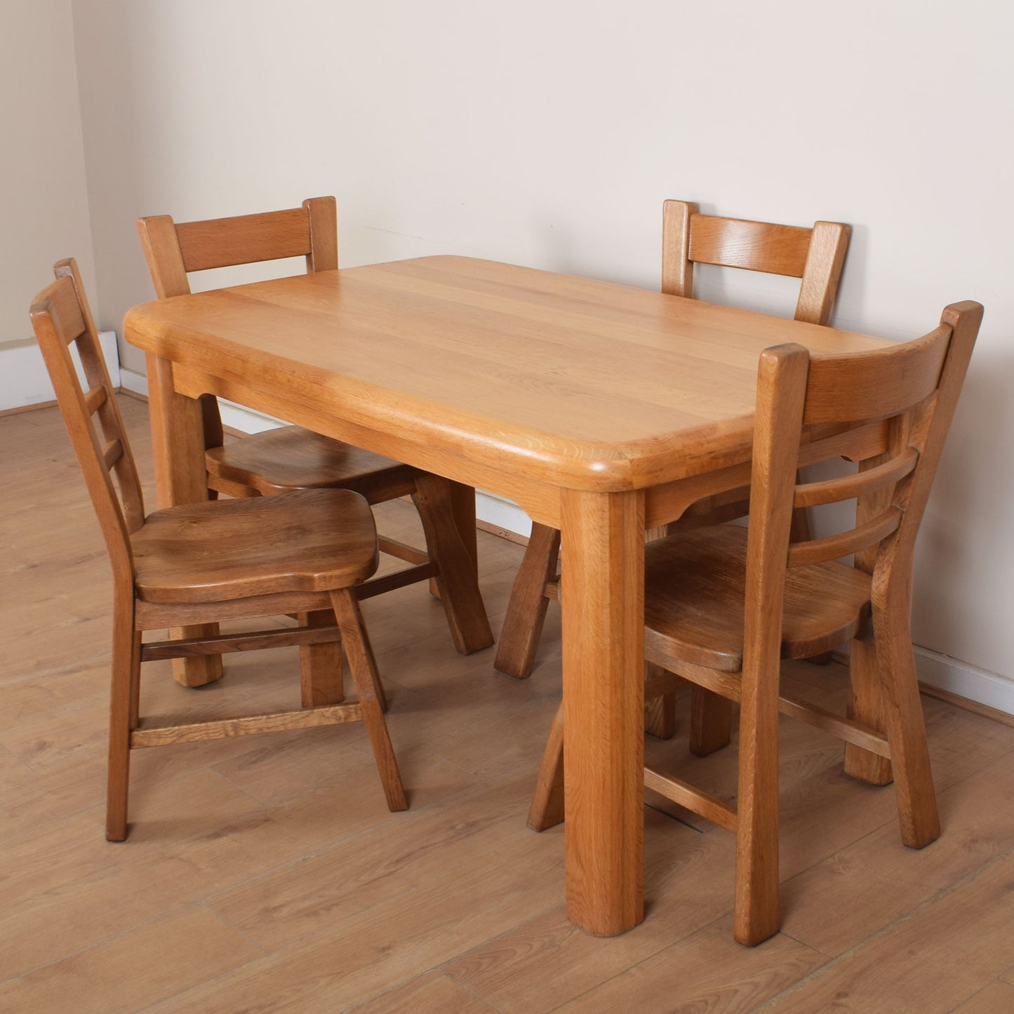 Dutch Oak Dining Table with Four Chairs