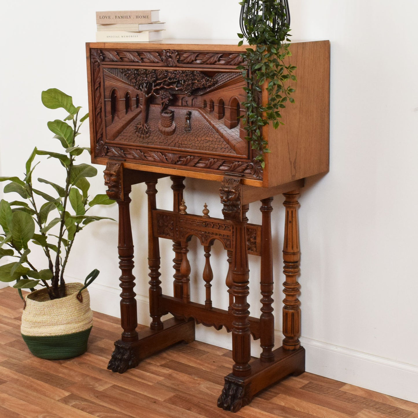 Antique Carved Mahogany Bureau