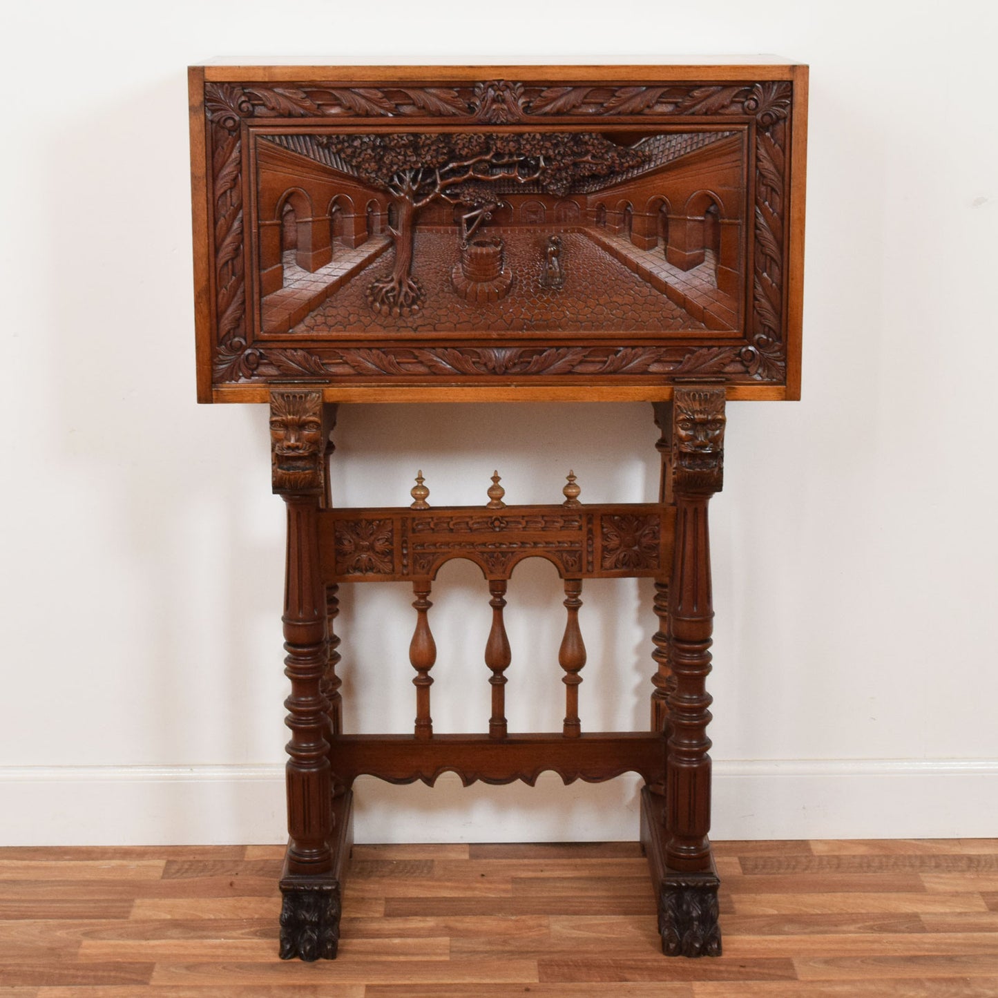 Antique Carved Mahogany Bureau