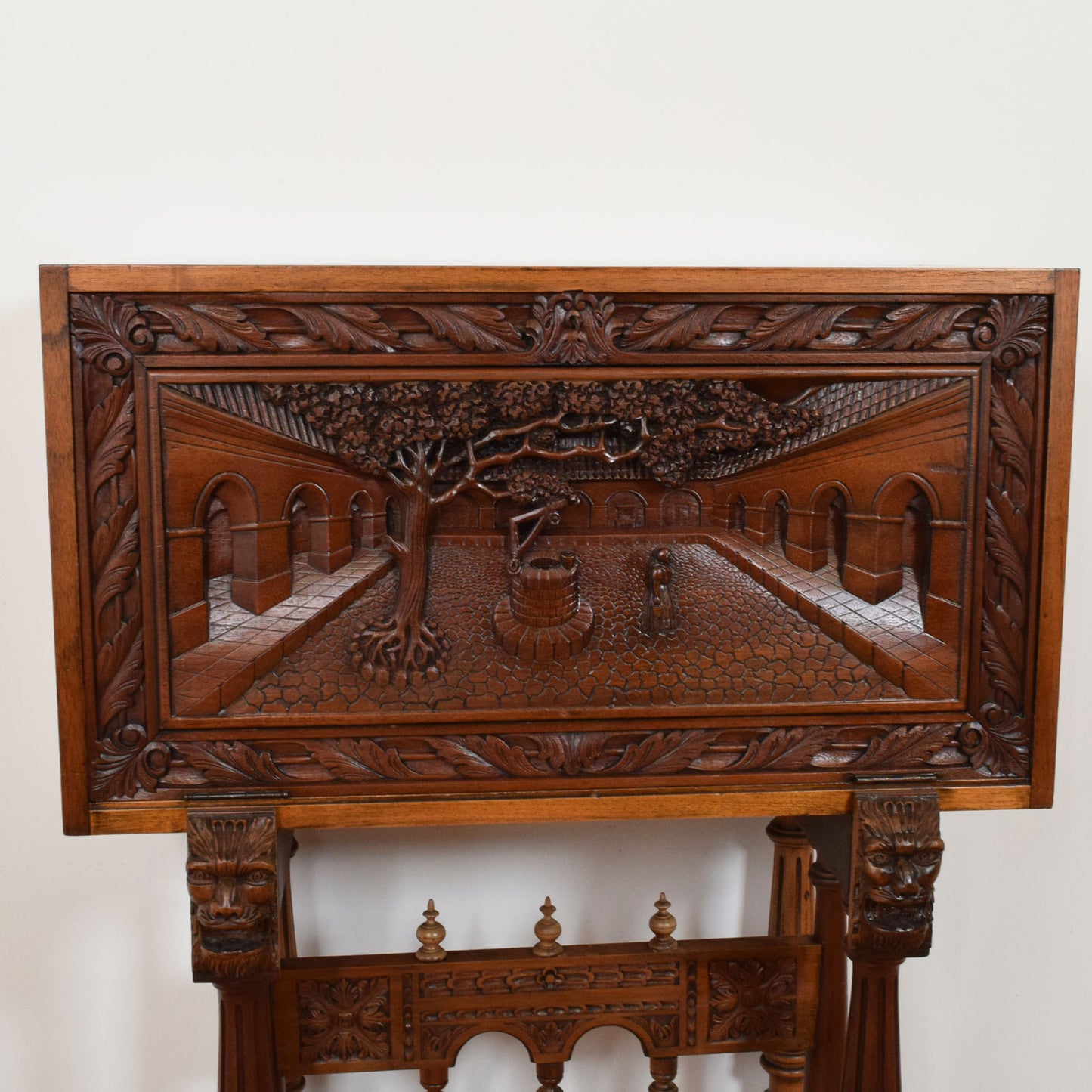 Antique Carved Mahogany Bureau