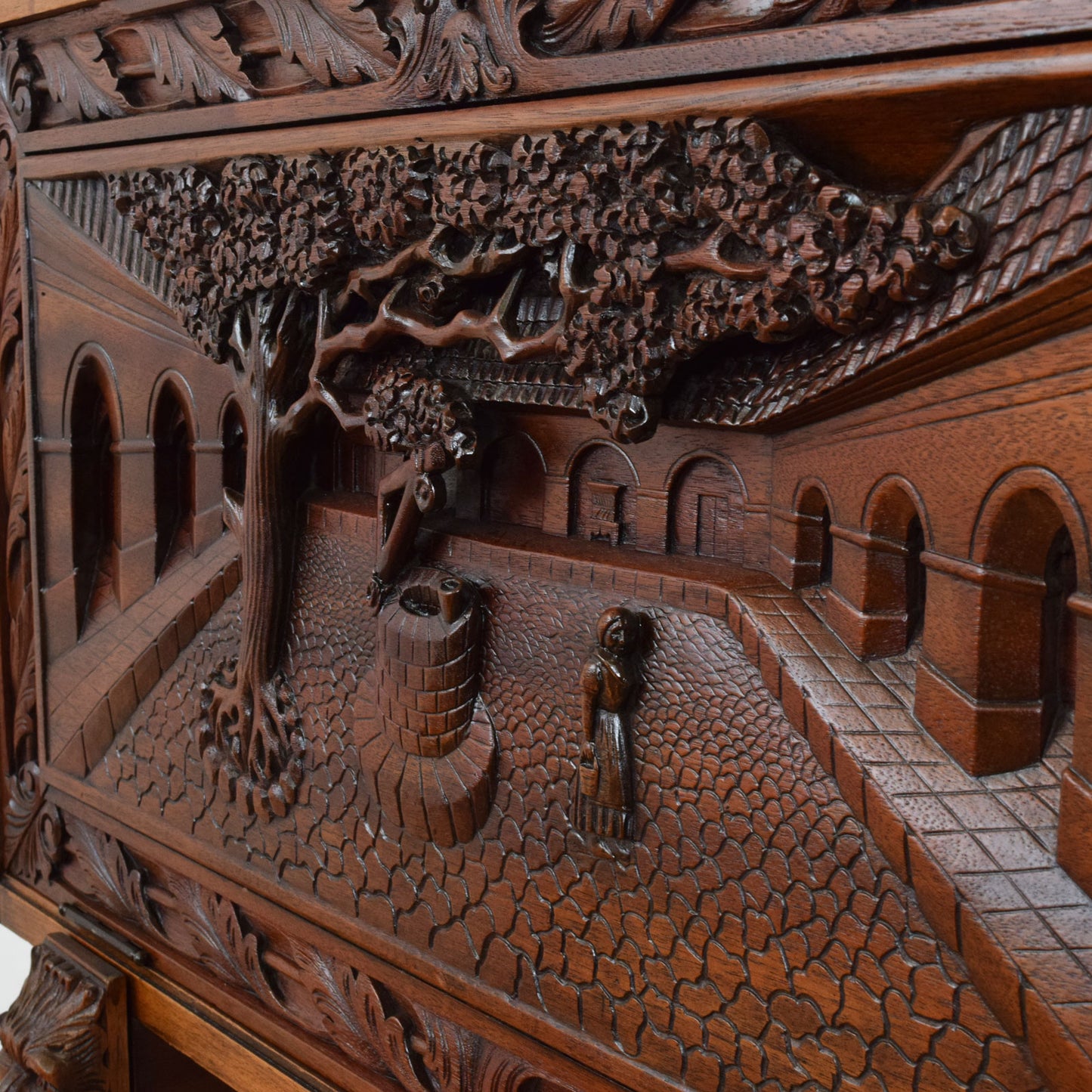Antique Carved Mahogany Bureau