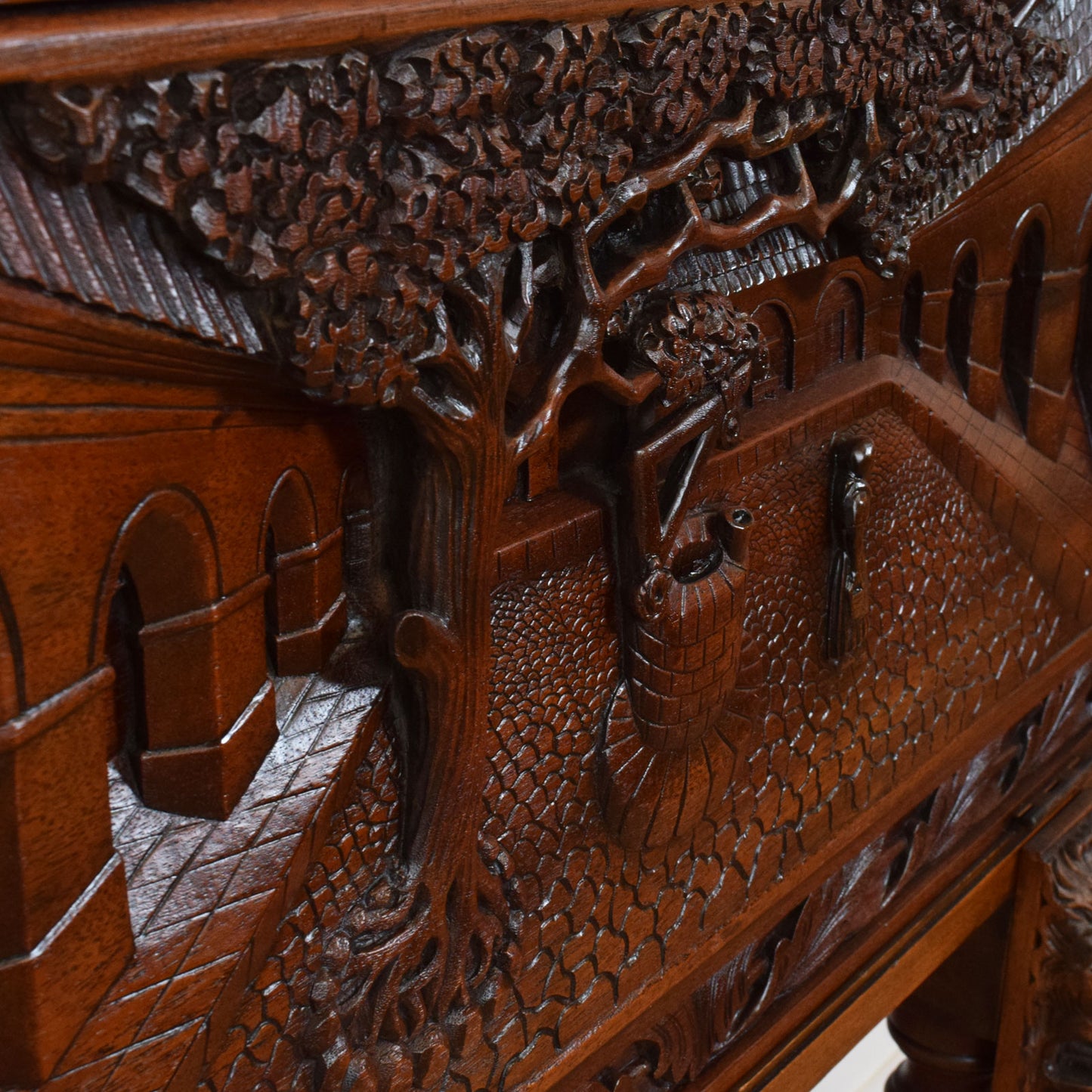 Antique Carved Mahogany Bureau
