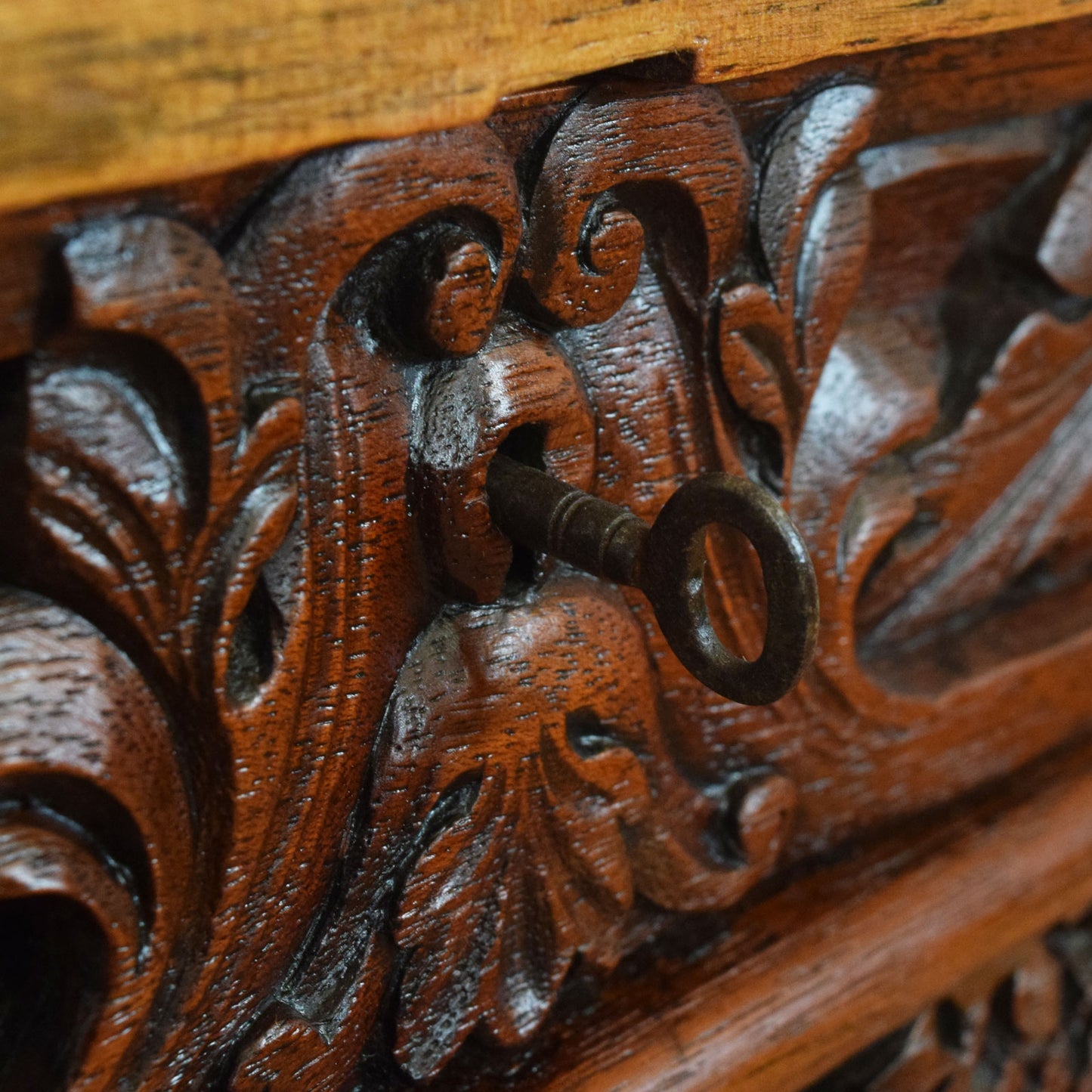Antique Carved Mahogany Bureau