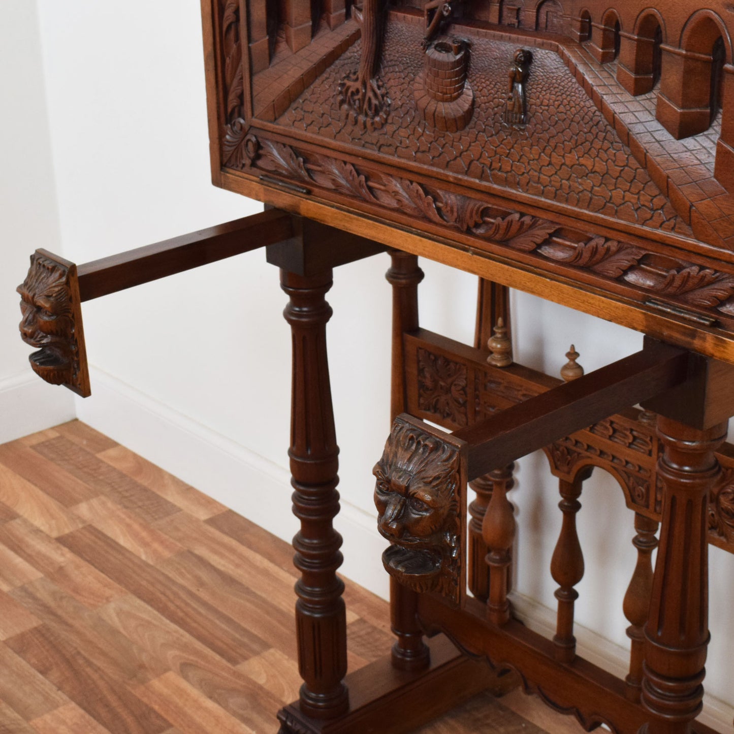 Antique Carved Mahogany Bureau