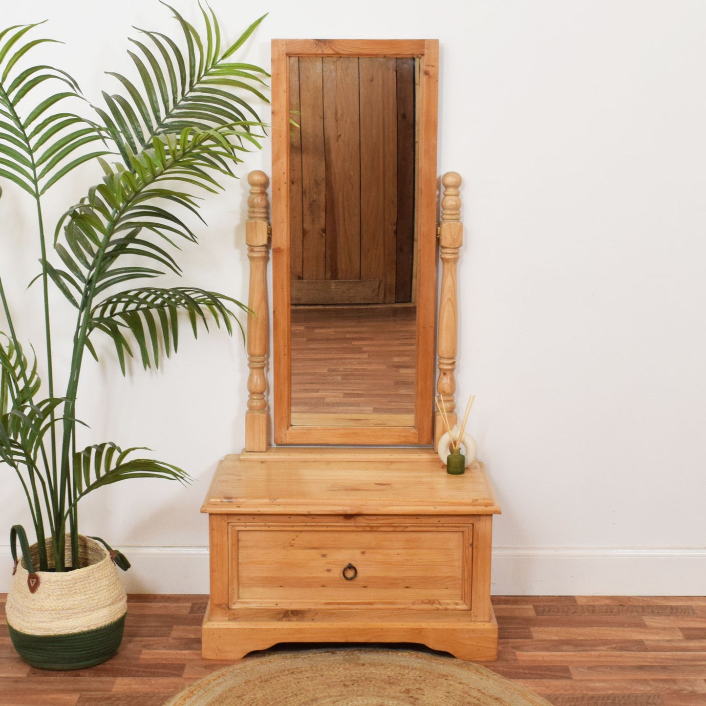 Cheval Dressing Mirror with Drawer Base